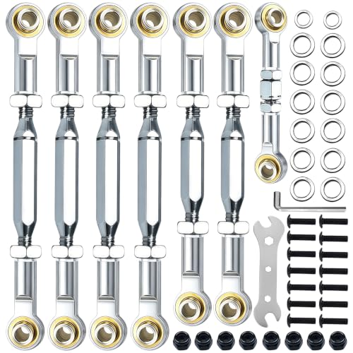 74-112mm Stainless Steel Turnbuckles Fit for Traxxas Rustler 2WD,Silver | Adjustable Camber Links with Spacers & Wrenchs for 1/10 Slash 2WD 4X4,Hoss 4X4,Stampede 4X4,Bandit 2WD Upgrades Parts - color: Silver