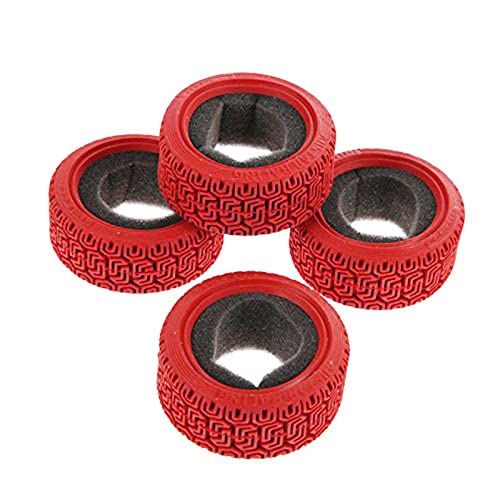 1/10 RC Car Racing Flat Run Sponge Insert Rubber Tyres 68mm Tires for 1:10 RC On Road Car Tamiya HSP HPI Kyosho RC Rally Car (Red) - color: Red