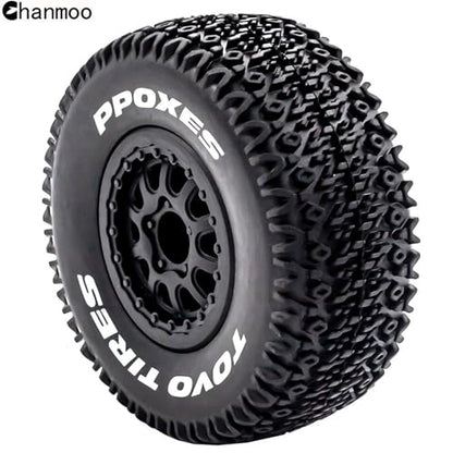 1/10 RC Short Course Truck Wheels and Tires with 12mm Hex 1:10 Scale Off Road Tyres for 1/10 RC Off-Road Car Traxxas TRX4 Slash Arrma Losi Tenacity Vkar 10sc Hpi RC Buggy Car 4PCS (A Tires) - color: A Tires