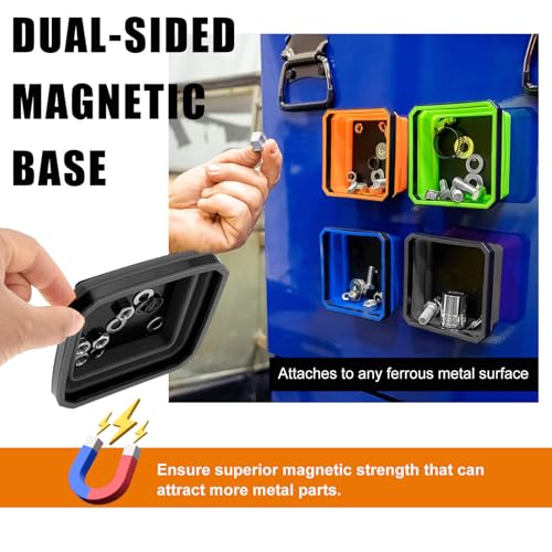 Yourkar Collapsible Magnetic Parts Tray, 4.5 Inch Foldable Magnetic Square Silicone Tray, Tool Tray Set with Double-Sided Magnetic Base for Screw Bolts Nuts Pins, Car Accessories (Black, 1 PCS) - color: Black, 1 PCS