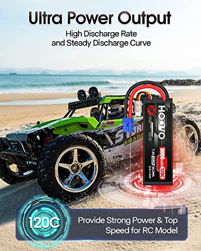 HOOVO 2S Lipo Battery 7.4V 8000mAh 120C RC Car Battery Hard Case EC5 Plug Compatible for 1/8 1/10 Scale RC Vehicles, Cars, Trucks, Buggies, Drones, Boats, RC Models 2 Pack