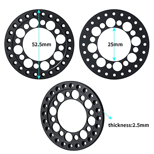 4pcs Aluminum 1.9inch RC Beadlock Wheel Rim Replacement Ring for 1:10 Crawler RC Car 1.9" Wheels/Rims (Black) - color: Black
