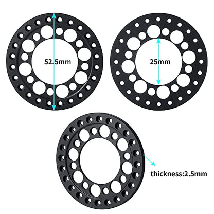 4pcs Aluminum 1.9inch RC Beadlock Wheel Rim Replacement Ring for 1:10 Crawler RC Car 1.9" Wheels/Rims (Black) - color: Black