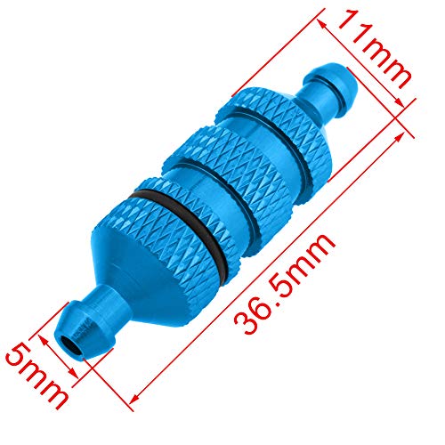 Aluminum Nitro Fuel Filter for 1/10 Traxxas Redcat Exceed RC Nitro Power Car Monster Trucks Off Road Buggy (2-Pack) (Blue)