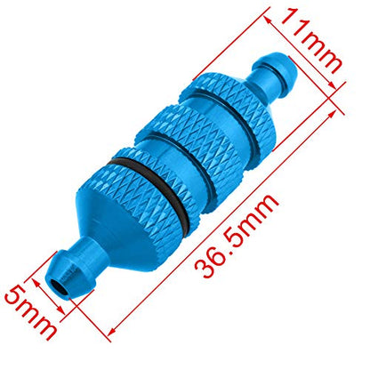 Aluminum Nitro Fuel Filter for 1/10 Traxxas Redcat Exceed RC Nitro Power Car Monster Trucks Off Road Buggy (2-Pack) (Blue)