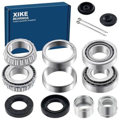 XiKe 30205 Trailer Bearings Wheel Hub Kit, 2 Sets, Fits for 25mm Axles | Includes TC30x52x10mm Seal, OD 52mm Dust Cover and Cotter Pin. - size: 30205 + Seal ID 1.18, style: Pack 2 Set