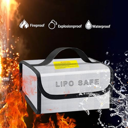2PCS 185 * 120 * 80mm Lipo Battery Safe Bag Fireproof Charging Bag for RC Lipo Battery Pack Storage Charging Transport, Home Office Travel Lipo Safe Storage Pouch - size: 185x120x80mm (2 pcs)