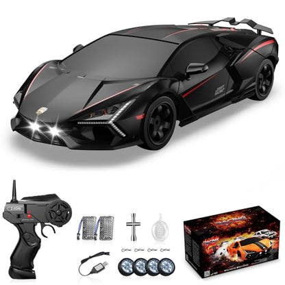 RC Drift Car, Drifting RC Car 2.4GHz 1/16 Remote Control Cars 4WD High Speed Racing Vehicle Remote Control Drifting Cars Sport Toy Cars for Adults Boys Girls Kids Black - color: Black+red