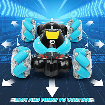 DDAI Gesture Sensing RC Stunt Car, 2.4GHz 4WD Hand Controlled & Remote Control Transforming Vehicle with 360° Flips, Birthday Toy Gifts for Boys Ages 6-12