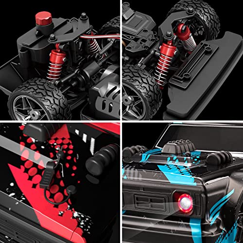 1/16 RC Drift Car, 35KM/H 4WD High Speed Remote Control Car with 380 Motor, Two Batteries & LED Light & Spray, 2.4 GHz RC Car for Adults and Kids