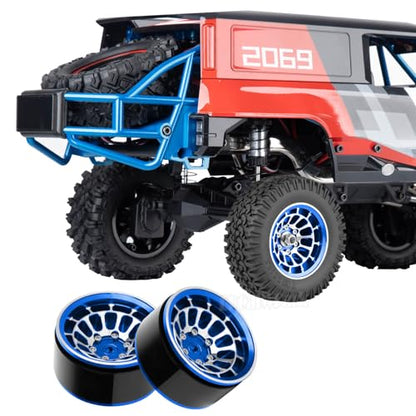 RC 1.55 Beadlock Wheels Rims for 1/10 Tamiya AX90069 D90 TF2 CC01 CC02 RC Crawler Car,4Pcs Aluminum Alloy Rims,Navy Blue - color: Navy Blue - (1.55 Beadlock Wheels)