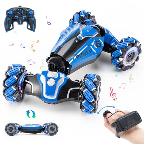 RC Stunt Car, 2.4 GHz 4WD Drive Remote Controlled Gesture Sensor Toy Car, Hand Remote Control car with 360° Flipping Light and Music, Toys for
