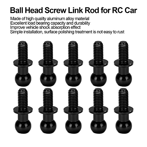 Dilwe 10pcs RC Aluminum Alloy Ball Link Track Rod Ball Screw Link Rod Shock Absorber End Compatible with TT01 TT02 RC Car(Black)