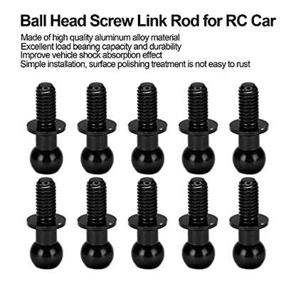 Dilwe 10pcs RC Aluminum Alloy Ball Link Track Rod Ball Screw Link Rod Shock Absorber End Compatible with TT01 TT02 RC Car(Black)