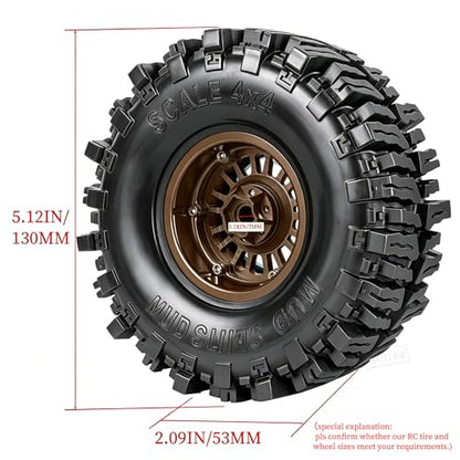 RC 2.2" Beadlock Wheel and Tires Set for 1/8 1/10 TRX4 TRX6 SCX10 II III D90 90046 Gen8 MST VS4-10 CFX Crawler Car,(4PCS) RC Wheels Rims&2.2 Beadlock Wheel Tires,Brown - color: Brown (2.2 Tires Wheels)