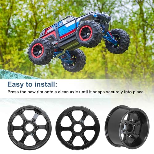 MECCANIXITY 4Pcs RC Car Wheel Rims, 20.5mm Dia 5-Spoke Black Aluminum Alloy Wheel Rims Hex Hub for HSP RC Drift On-road Racing Touring Car - color: Black