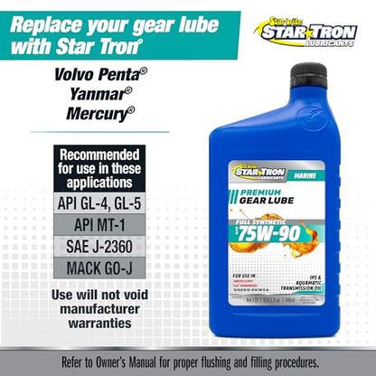 STAR BRITE Synthetic 75W90 Gear LUBE, Marine-Grade, API GL-5 Certified - size: 32 Oz Quart, style: 75W-90 Synthetic