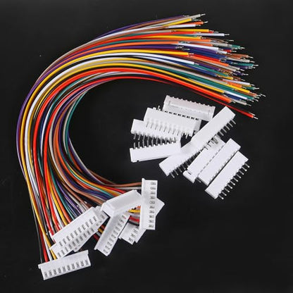 10Pairs JST-XH Connector Kit, XH 2.54mm 10 Pin Header Male and Female Connectors Plug Adapter with Flat Wire Cable 200mm 26AWG Compatible with JST XH (10P) - color: 10P