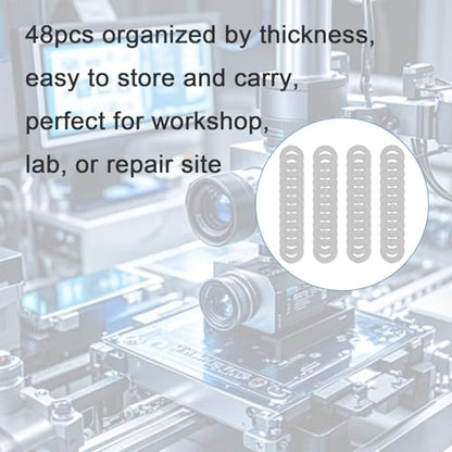 48 Pcs M4x8mm Steel Thin Flat Washer Set for M4 Bolt Electronics Repair | 0.1 0.2 0.3 0.5mm Thickness, 12pcs Each Size, Stainless Flat Spacers, Electronics Assembly, Mechanical Repair - size: M4X8