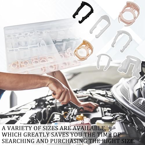 Fuel Line Retainer Clips, 3/8" & 5/16" Durable Nylon Gas Tank Repair Kit, 7 Size Fuel Line Retaining Clamp Assortment Replacement Kit Compatible with Ford, GM, Chrysler (160PCS) - size: 160PCS