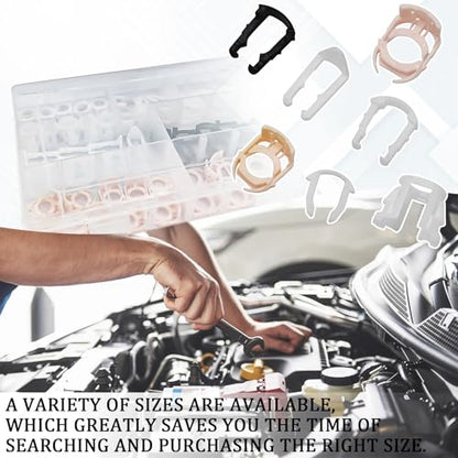 Fuel Line Retainer Clips, 3/8" & 5/16" Durable Nylon Gas Tank Repair Kit, 7 Size Fuel Line Retaining Clamp Assortment Replacement Kit Compatible with Ford, GM, Chrysler (160PCS) - size: 160PCS