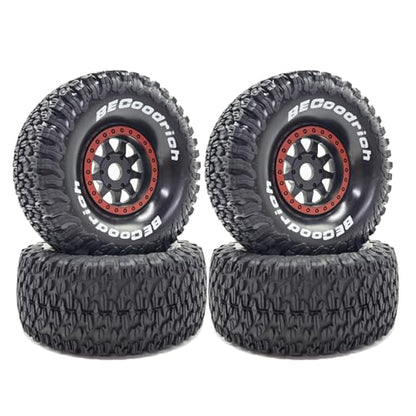 1/7 1/8 RC Short Course Truck Wheels 17mm Hex and Tires OD 5.31" Off Road Tyres for 1:7 1:8 Scale Buggy Truck Car TRAXXAS UDR FS Atom ARRMA Mojave 6S EXB YK4072 DF7 TB7 Upgrades 4PCS (Red) - color: Red