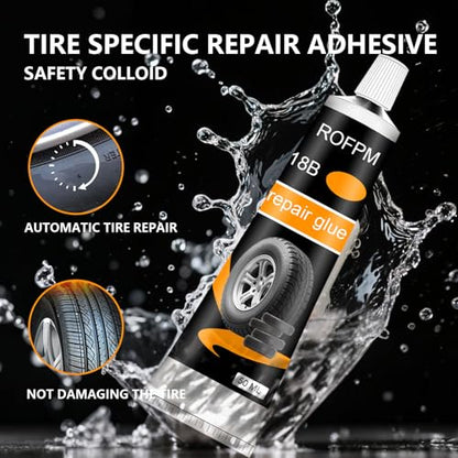 Tire Repair Rubber Cement Kit 100ml, Tire Sidewall Repair Glue Black | Automotive Tire Repair Adhesive Kit for Car, Trunk, Jeep, Rc, Bike, Motorcycle, Bicycle