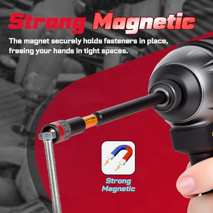 Impact Nut Driver Set, 10 Pieces 2.56”6”Long 1/4”5/16”3/8”7/16” 1/2”6 Point Alloy Steel Magnetic SAE Nut Setter Set Use For Require Installing 1/4 Hex Shank Impact Driver with Case Box - size: 2.56"/6", style: MIXS-10pcs