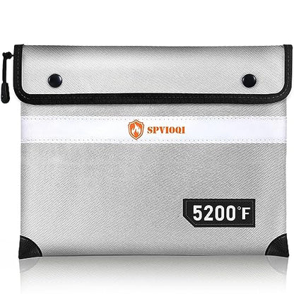 Upgraded Fireproof Document Bag 5200°F, 14.2” X 11” Waterproof Fireproof Bags with Zipper, 8 Layers of Heat Insulated Materials, Fireproof Money Bag for Cash, Documents and Valuables fire bags - color: Silver Gray, size: 14.2" x 11"