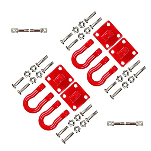 2 Sets Metal Climbing Trailer Tow Hook RC Decorations Accessories for 1/10 Crawler Car Axial SCX10 D90 D110 TRX4 TRX6 Redcat Hop-Up Parts(Red) - size: CC01R