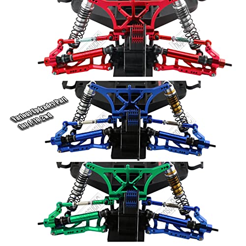 Front Rear Assembled Full Metal Shocks Upgrades Part for 1/10 Rustler/Stampede VXL 2WD,Alloy Suspension A Arm,Aluminum Caster Block & Steering Blocks & Rear Stub Axle Carriers,Green - color: Green(Shock-arm-set3)