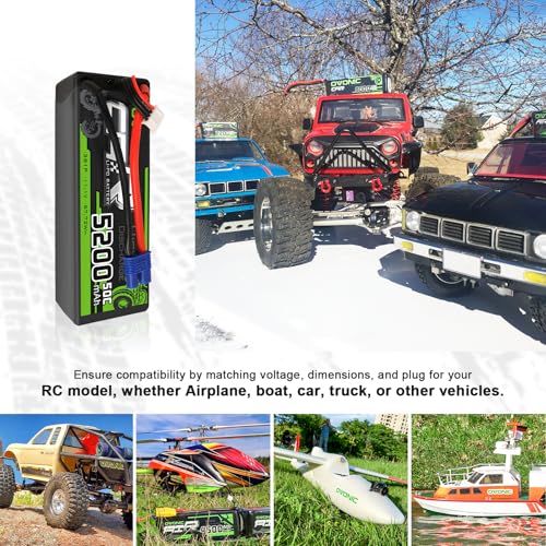 OVONIC 3S Lipo Battery 50C 5200mAh 11.1V Lipo Battery with EC3 Connector for 1/8 1/10 RC Car Truck Boat Vehicles