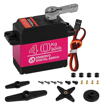 40KG High RC Servo High Torque Servo Motors Digital Servo Waterproof Full Metal Gear Steering Servo with 25T for 1/8 1/10 1/12 RC Car Crawler Robot Control Angle 270° - style: 1PCS 40kg 270°