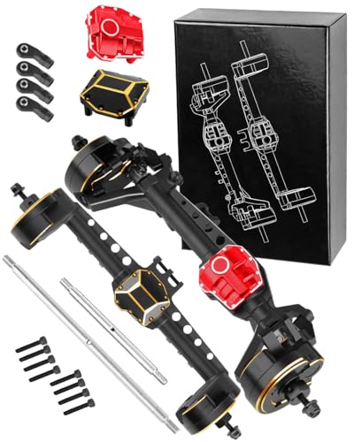 RC Aluminum Front Rear Portal Axles Upgrades Part for 1/10 SCX10 III AX103007 RC Crawler Car,Brass Front Inner Portal Covers Steering Knuckles/Axle Diff Cover/Portal Covers Weights