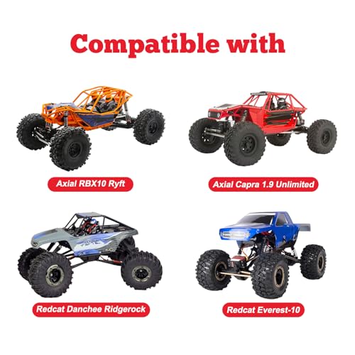 HobbyPark Aluminum 2.2 Beadlock Wheels and Soft Rubber Tires Height 5.67inch/144mm with Foam Inserts Good Grip for 1/10 RC Crawler, w/Beadlocks Mounting Tool, Set of 4