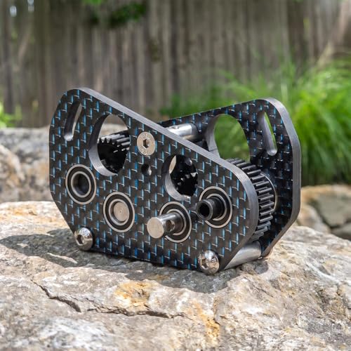 Carbon Offset Dual Motor Transmission 48P DIG Overdrive Gearbox | 3:1 Output Ratio, Ultra-light 59g, Fit for 1/10 Comp Rigs LCG Crawler Chassis