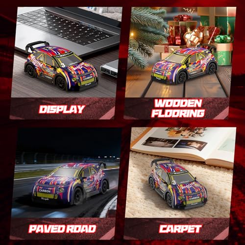 1:32 Scale mini rc Drift car 4WD 25KM/H, 2.4GHz Stunt Drifting RC Toys with LED Lights 4 Obstacles, Rechargeable Racing Car Suitable as a Gift for Adults and Children - color: 1:32 Mini Rc Car-red