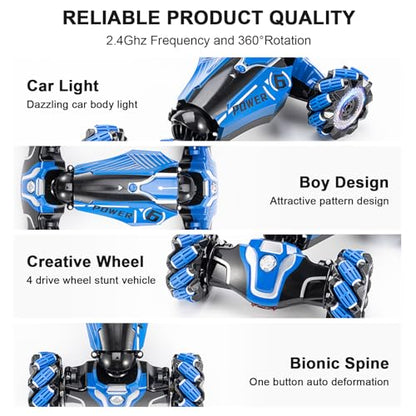 Gesture RC Car, 4WD Gesture Sensing RC Stunt Car Toys for 6-13 Ages Boys Girls, Drift Hand Controlled Remote Control Twist Cars 360° Rotation with Lights Music for Birthday Gifts
