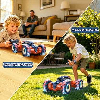 Remote Control Car - RC Drift Car Gesture Sensing Toy Boy Age 6-8-12 Gifts | Gesture Sensing RC Stunt Car for Kids Toys 6 7 8 9 10 11 12 Year Old Boy Birthday Christmas Presents with Lights Music - color: Orange