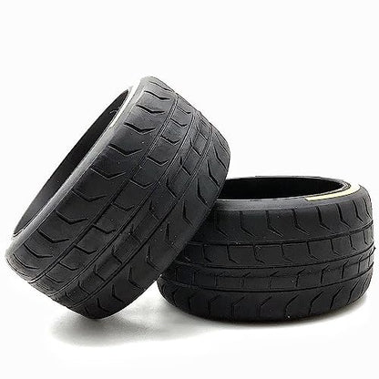 1/8 Scale RC Car Road Tires, 2 Pcs RC Car On Road tire Set with 17mm Hex RC Racing Car Wheel with Rim hub for 1/8 RC Racing Car Accessories (Color : 2 PCS Yellow Back) - color: 2 Pcs Yellow Back