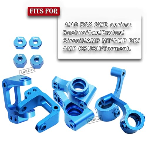 Upgrade Part for 1/10 ECX 2WD,Alloy Caster Block&Steering Blocks&Rear Stub Axle Carriers Wheel Hex Hubs for Ecx 1/10 2WD Ruckus Axe Brutus Circuit Crush K&N Torment,RC Hop-Up Parts,Blue - color: Block Caster Set (Blue)