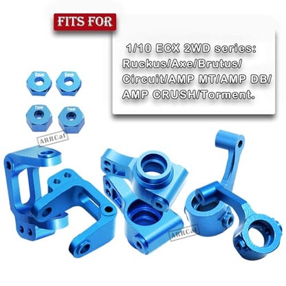 Upgrade Part for 1/10 ECX 2WD,Alloy Caster Block&Steering Blocks&Rear Stub Axle Carriers Wheel Hex Hubs for Ecx 1/10 2WD Ruckus Axe Brutus Circuit Crush K&N Torment,RC Hop-Up Parts,Blue - color: Block Caster Set (Blue)