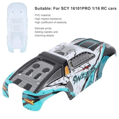 RC Car Shell Body Cover, Anti Scratch RC Car Vehicle Truck Body Shell Spare Parts for 1/16 Scale SCY 16101PRO Off Road Accessories Remote Control Shell Cover Replacement(Blue) - color: Blue