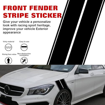 x xotic tech Fender Stripes Hash Marks KK Vinyl Decal Universal for Car Truck Sticker Racing Stripe 11"x23" (Black) - color: Black