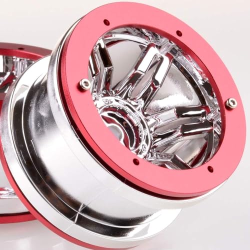 4PCS Plastic Plating 2.2 Inch Beadlock Wheel Rim Wheel Parts for 1/10 RC Rock Crawler Car Truck for Axial TRX4 Wraith SCX10 CC01 D90 90046 TF2(Red) - color: Red