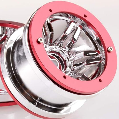 4PCS Plastic Plating 2.2 Inch Beadlock Wheel Rim Wheel Parts for 1/10 RC Rock Crawler Car Truck for Axial TRX4 Wraith SCX10 CC01 D90 90046 TF2(Red) - color: Red
