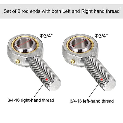 uxcell POSB12 3/4 Inch Male Rod End Bearing Set - 2pcs of 3/4-16 Left and Right Hand Thread Rod Ends with Jam Nut - size: 3/4