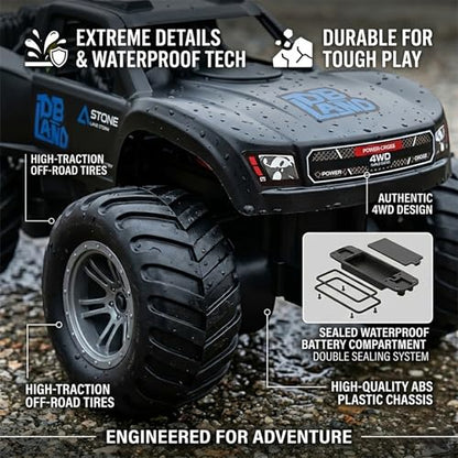 Amphibious Remote Control Car Monster Truck - 4WD Waterproof 1:16 Large All Terrain Off Road Vehicle RC Drift Cars Beach Pool Toys Gifts for Boys Kids 8-12 - color: Blue