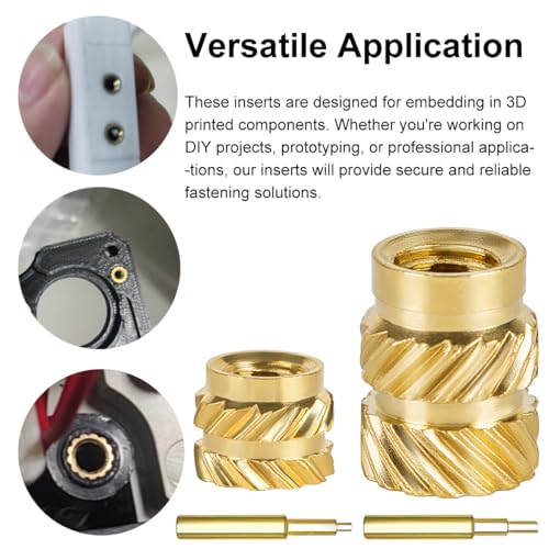 QSJ 170Pcs Threaded Inserts Set Brass Heat Set Insert M3 M4 Insert Nut with Soldering Iron Tip for 3D Printed Plastic Materials - size: (170pcs) M3, M4