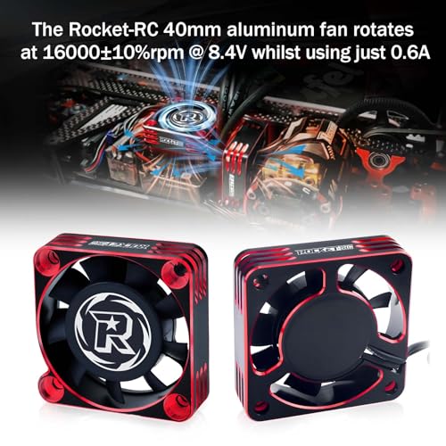 2Pack Rc Cooling Fan,1600RPM RC Motor Fan 40x40mm RC Fans for 1/8 1/10 Car Brushless Motor (Black Red) - style: 2Pack Black Red